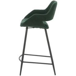 Sgabello Alto-Set di 2 sedie per isola centrale con schienale in bouclé (seduta 65cm) Soho Verde pino