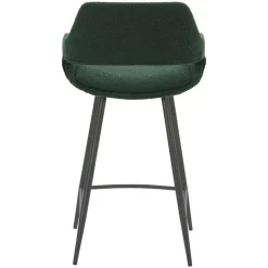 Sgabello Alto-Set di 2 sedie per isola centrale con schienale in bouclé (seduta 65cm) Soho Verde pino