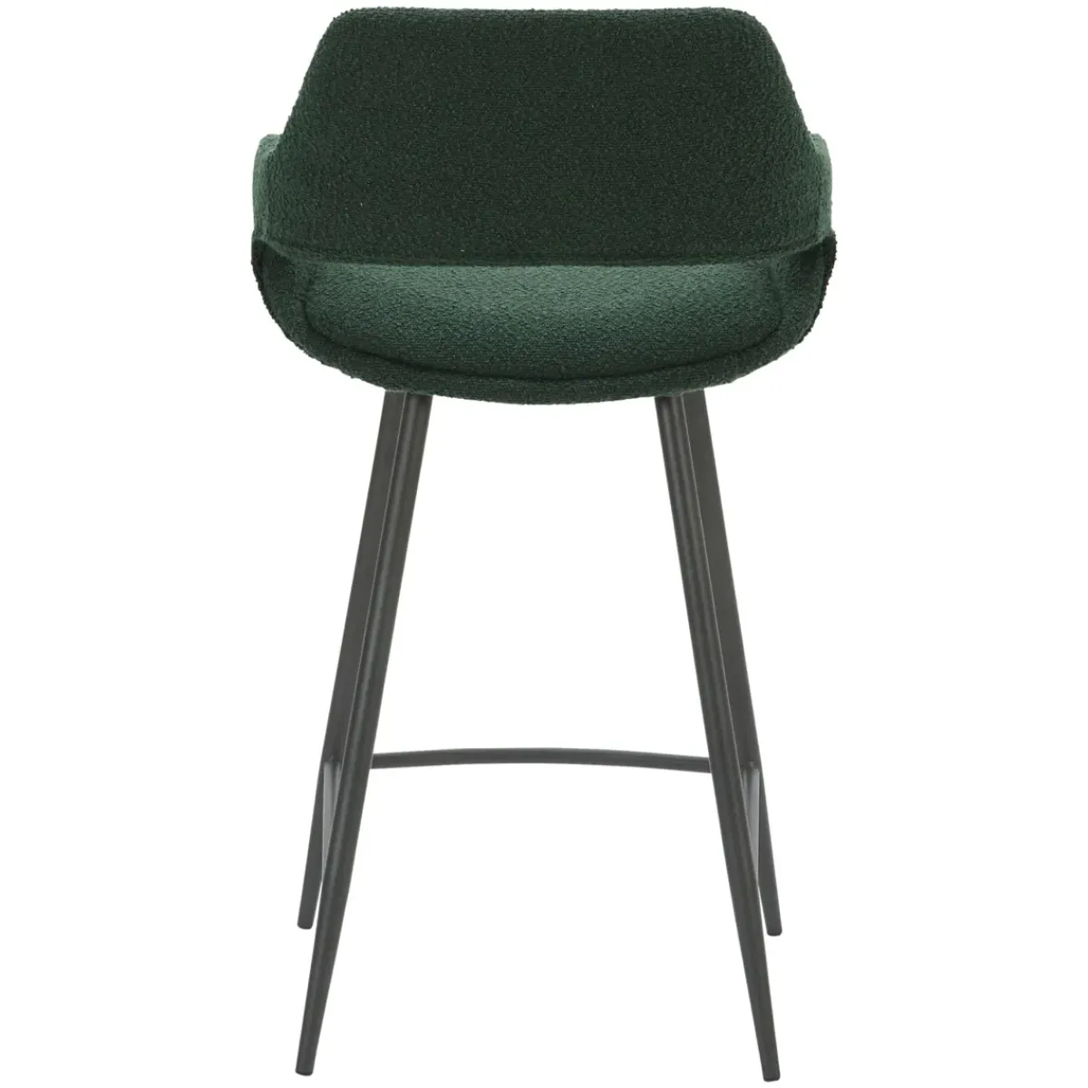 Sgabello Alto-Set di 2 sedie per isola centrale con schienale in bouclé (seduta 65cm) Soho Verde pino