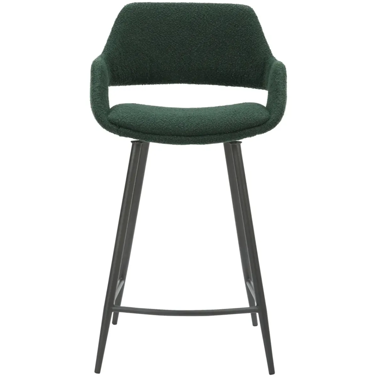 Sgabello Alto-Set di 2 sedie per isola centrale con schienale in bouclé (seduta 65cm) Soho Verde pino