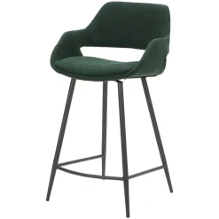 Sgabello Alto-Set di 2 sedie per isola centrale con schienale in bouclé (seduta 65cm) Soho Verde pino