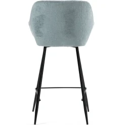 Sgabello Alto-Set di 2 sedie per isola centrale con schienale in tessuto chenille (Altezza seduta 65cm) Zola celadon