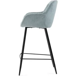 Sgabello Alto-Set di 2 sedie per isola centrale con schienale in tessuto chenille (Altezza seduta 65cm) Zola celadon