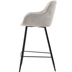 Sgabello Alto-Set di 2 sedie per isola centrale con schienale in tessuto chenille (Altezza seduta 65cm) Zola