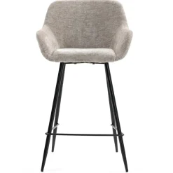 Sgabello Alto-Set di 2 sedie per isola centrale con schienale in tessuto chenille (Altezza seduta 65cm) Zola