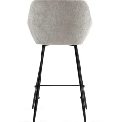 Sgabello Alto-Set di 2 sedie per isola centrale con schienale in tessuto chenille (Altezza seduta 65cm) Zola