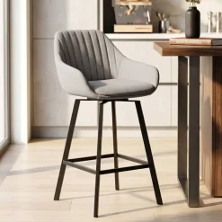 Sgabello Alto-Set di 2 sedie per isola centrale girevoli con schienale in tessuto (Altezza seduta 64cm) Zila