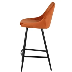 Sgabello Alto-Set di 2 sgabelli da bar con schienale in velluto (Altezza seduta 75cm) Juno