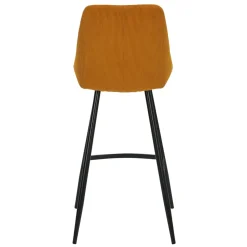 Sgabello Alto-Set di 2 sgabelli da bar con schienale in velluto a coste (Altezza seduta 75cm) Juno curry