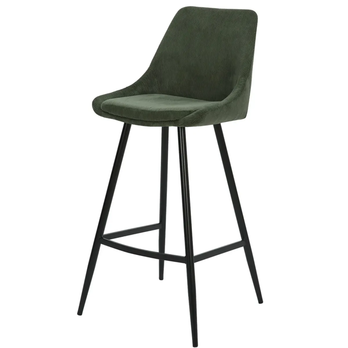 Sgabello Alto-Set di 2 sgabelli da bar con schienale in velluto a coste (Altezza seduta 75cm) Juno pino