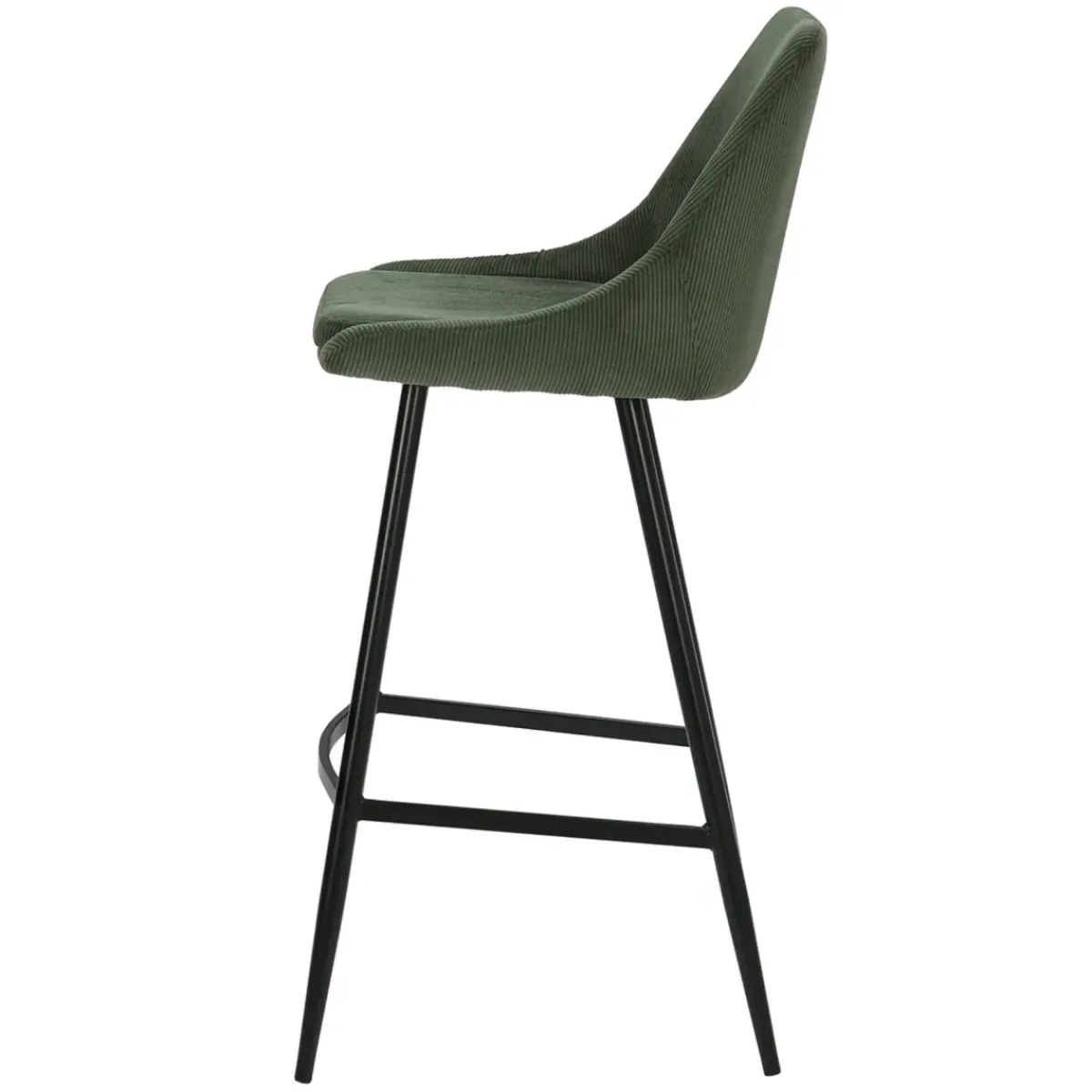 Sgabello Alto-Set di 2 sgabelli da bar con schienale in velluto a coste (Altezza seduta 75cm) Juno pino