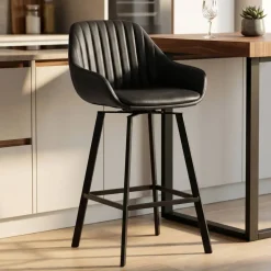 Sgabello Alto-Set di 2 sgabelli da bar girevoli con schienale (Altezza seduta 75cm) Zila