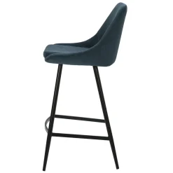 Sgabello Alto-Set di 2 sgabelli per isola centrale con schienale in velluto a coste (Altezza seduta 67cm) Juno