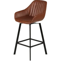 Sgabello Alto-Set di 2 sgabelli per isola centrale girevoli con schienale in similpelle (Altezza seduta 65 cm) Zila