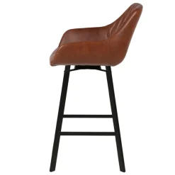 Sgabello Alto-Set di 2 sgabelli per isola centrale girevoli con schienale in similpelle (Altezza seduta 65 cm) Zila