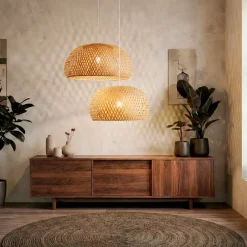 EMINZA Lampadari-Set di 2 sospensioni luminose in bambù (D61-D39 cm) Manacor