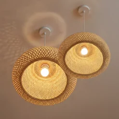 EMINZA Lampadari-Set di 2 sospensioni luminose in bambù (D61-D39 cm) Manacor