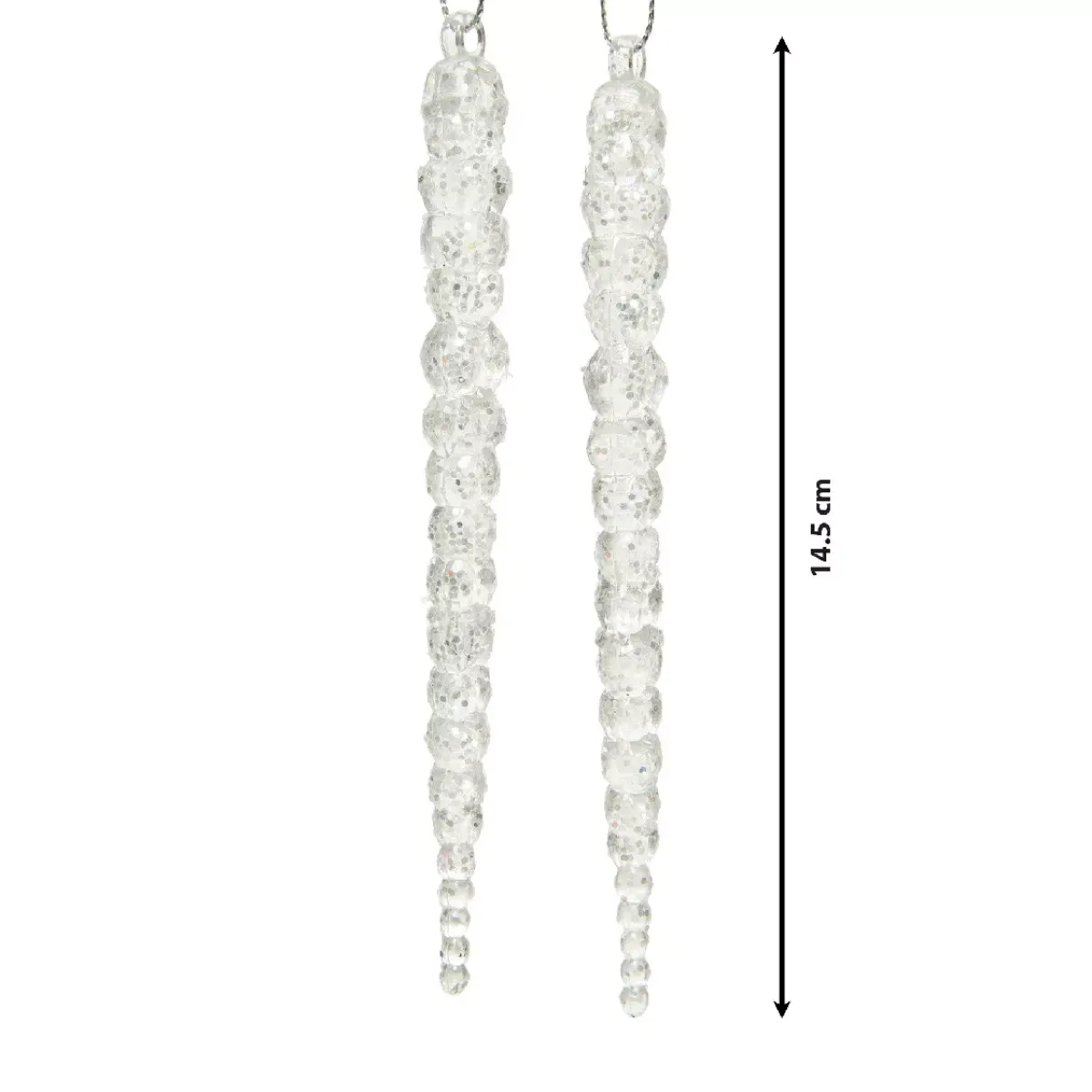KAEMINGK Addobbi Natalizi-Set di 2 stalattiti da appendere (H14 cm) Ghiaccio argentato