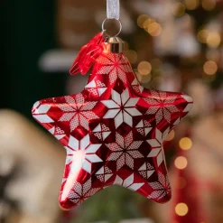 KAEMINGK Addobbi Natalizi-Set di 2 stelle di Natale da appendere in vetro (8 cm) Fiocchi