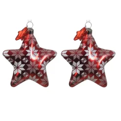 KAEMINGK Addobbi Natalizi-Set di 2 stelle di Natale da appendere in vetro (8 cm) Fiocchi