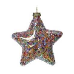 KAEMINGK Addobbi Natalizi-Set di 12 stelle di Natale in vetro (D90 mm) Lustrini di Natale Multicolori