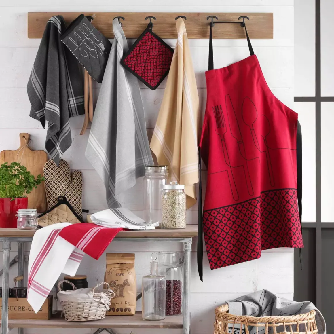 Set di 2 strofinacci cotone riciclato Cuisiline Bordò