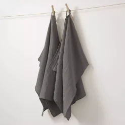 Set di 2 strofinacci garza di cotone (70 cm) Gaïa Grigio granito