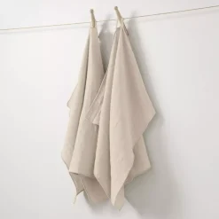 Set di 2 strofinacci garza di cotone (70 cm) Gaïa Beige pampa