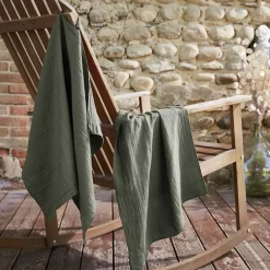 Set di 2 strofinacci garza di cotone (70 cm) Gaïa Verde rosmarino