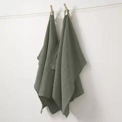 Set di 2 strofinacci garza di cotone (70 cm) Gaïa Verde rosmarino