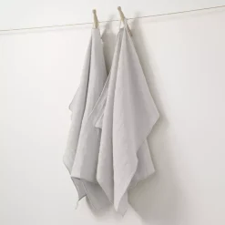 Set di 2 strofinacci garza di cotone (70 cm) Gaïa Grigio nuvola