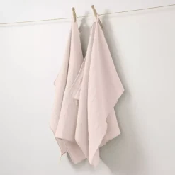 Set di 2 strofinacci garza di cotone (70 cm) Gaïa Rosa cipria