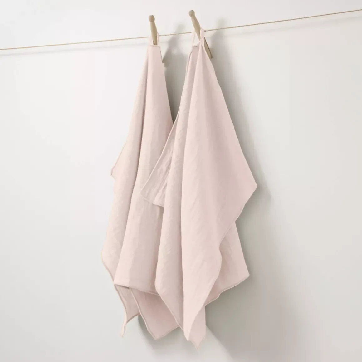 Set di 2 strofinacci garza di cotone (70 cm) Gaïa Rosa cipria