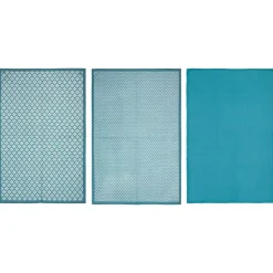 Set di 3 strofinacci Geometrico Blu ottanio