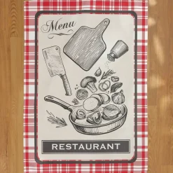 Set di 3 strofinacci in cotone (50 x 70 cm) Bistro Rosso