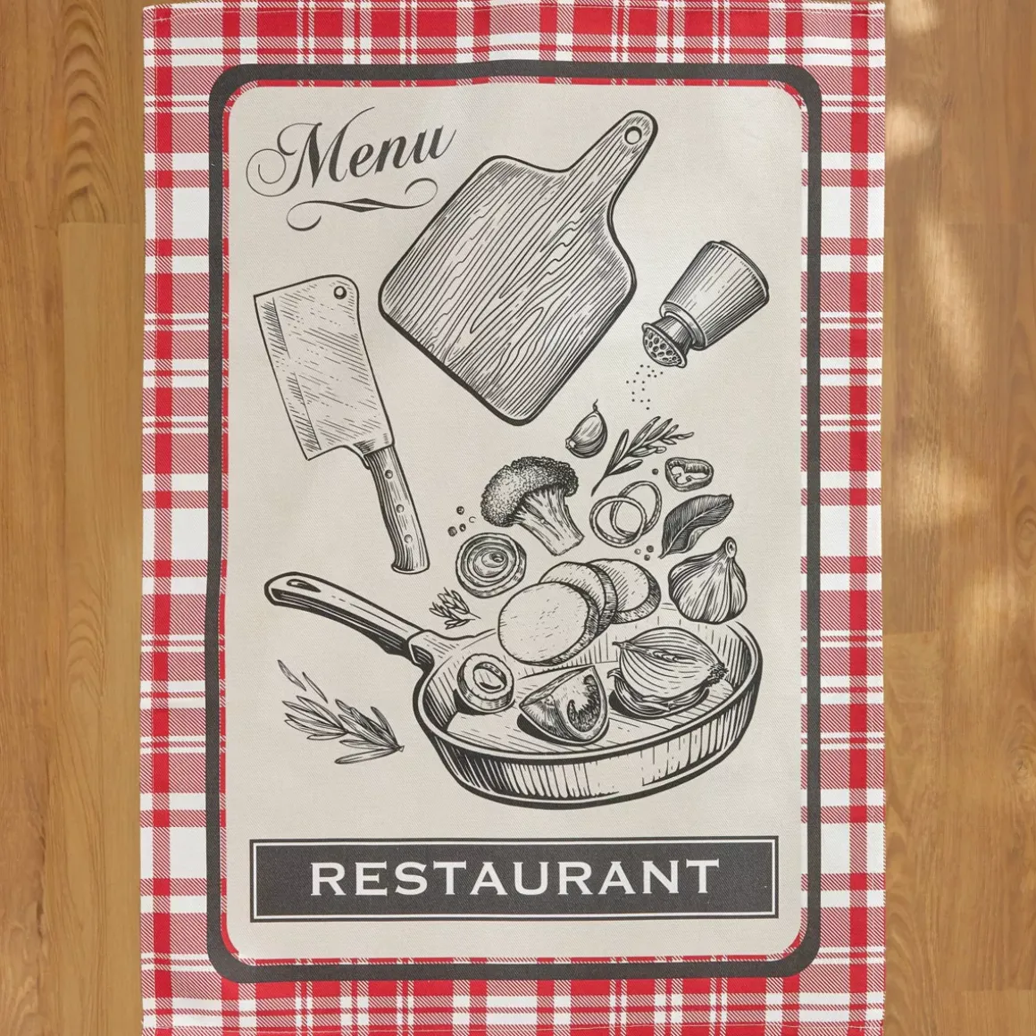 Set di 3 strofinacci in cotone (50 x 70 cm) Bistro Rosso