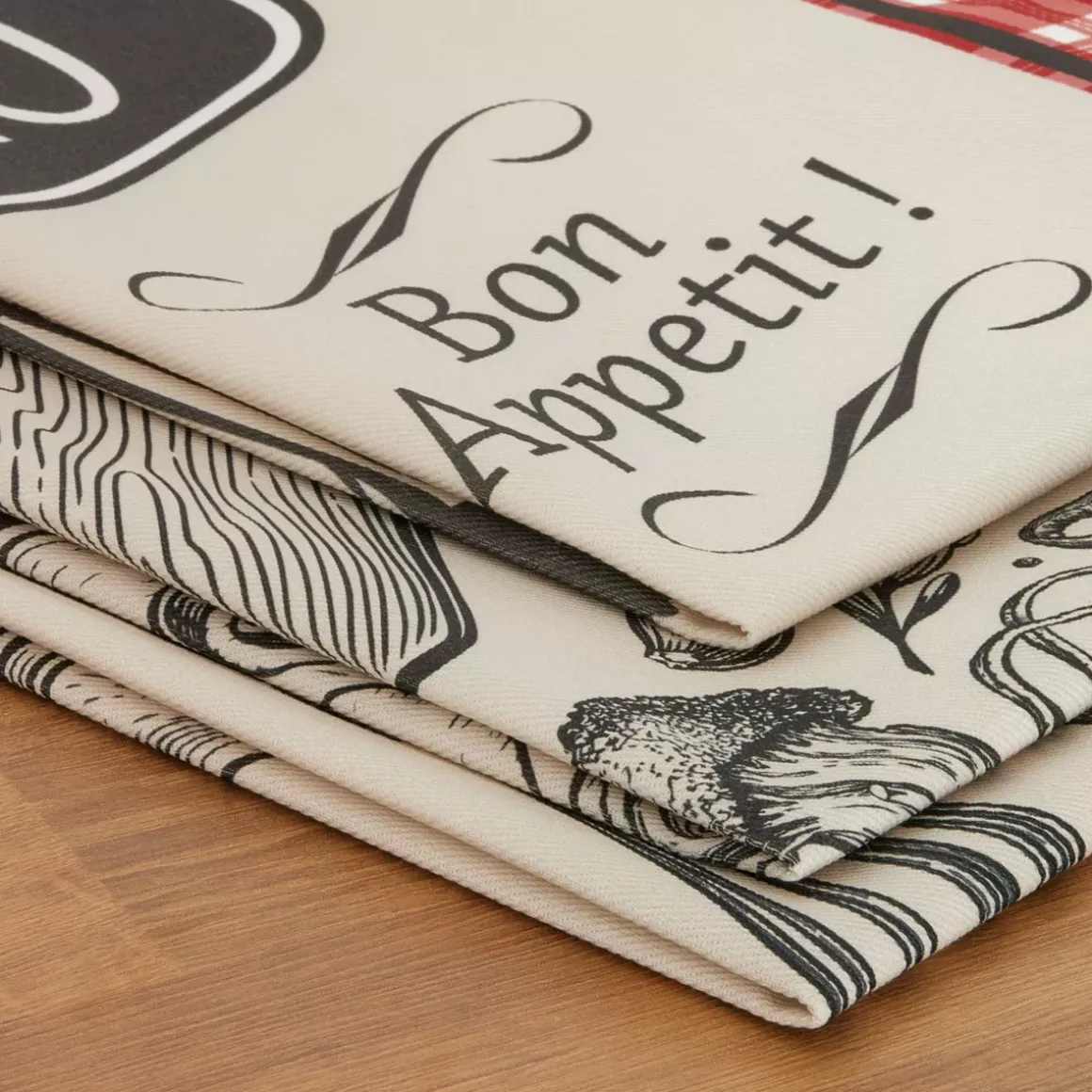 Set di 3 strofinacci in cotone (50 x 70 cm) Bistro Rosso