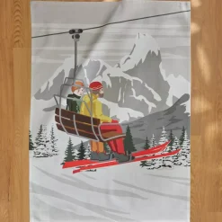 Set di 3 strofinacci in cotone (50 x 70 cm) Skis Multicolore