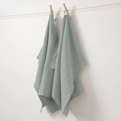 Set di 2 strofinacci in garza di cotone (70 cm) Gaia Verde eucalipto
