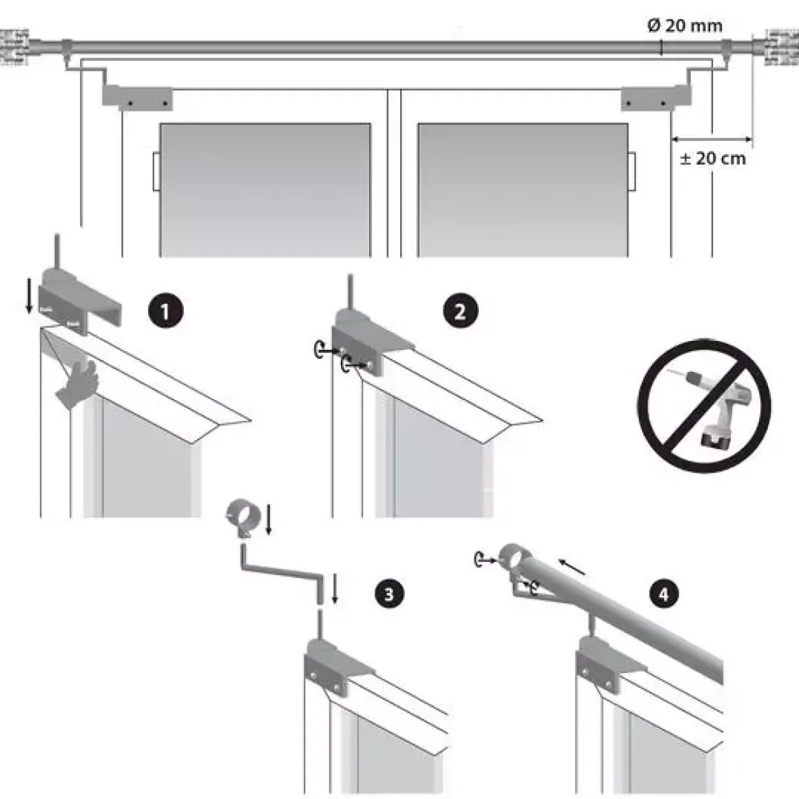 Set di 2 supporti Fix'vit (L180 - Ø20 mm) Bianco