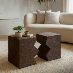 EMINZA Tavolini-Set di 2 tavolini in magnesio ossidato (H45 cm) Barbarella