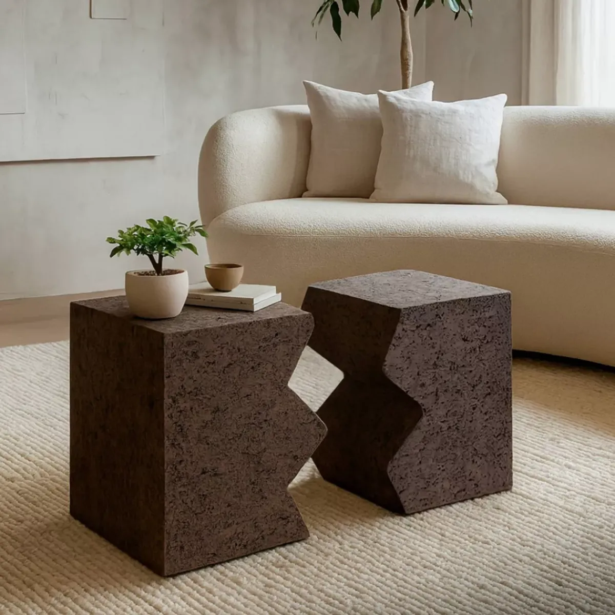 EMINZA Tavolini-Set di 2 tavolini in magnesio ossidato (H45 cm) Barbarella