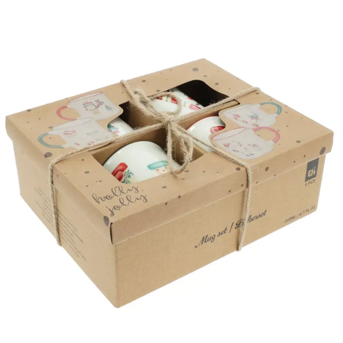 KOOPMAN Stoviglie Natalizie-Set di 4 Tazze di Natale Dolce Natale