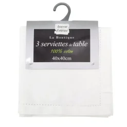 Set di 3 tovaglioli cotone Charline Bianco