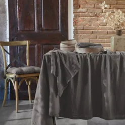 Set di 3 tovaglioli garza di cotone Gaïa Grigio granito