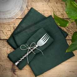 Set di 3 tovaglioli garza di cotone (40 x 40 cm) Gaïa Verde abete