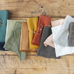 Set di 3 tovaglioli garza di cotone Gaïa Terracotta