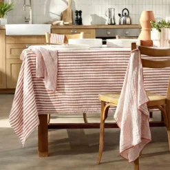 Set di 3 tovaglioli in garza di cotone (40 x 40 cm) Gaïa a righe Albicocca