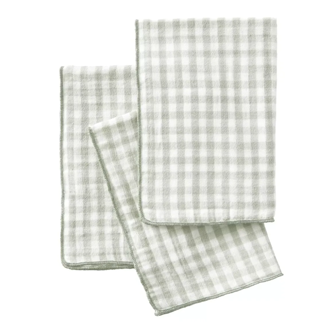 Set di 3 tovaglioli in garza di cotone (40 x 40 cm) Gaïa vichy Verde eucalipto