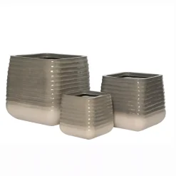 EMINZA Coprivaso Per Esterno-Set di 3 vasi da esterno quadrati (H49-37-27 cm) Jamie